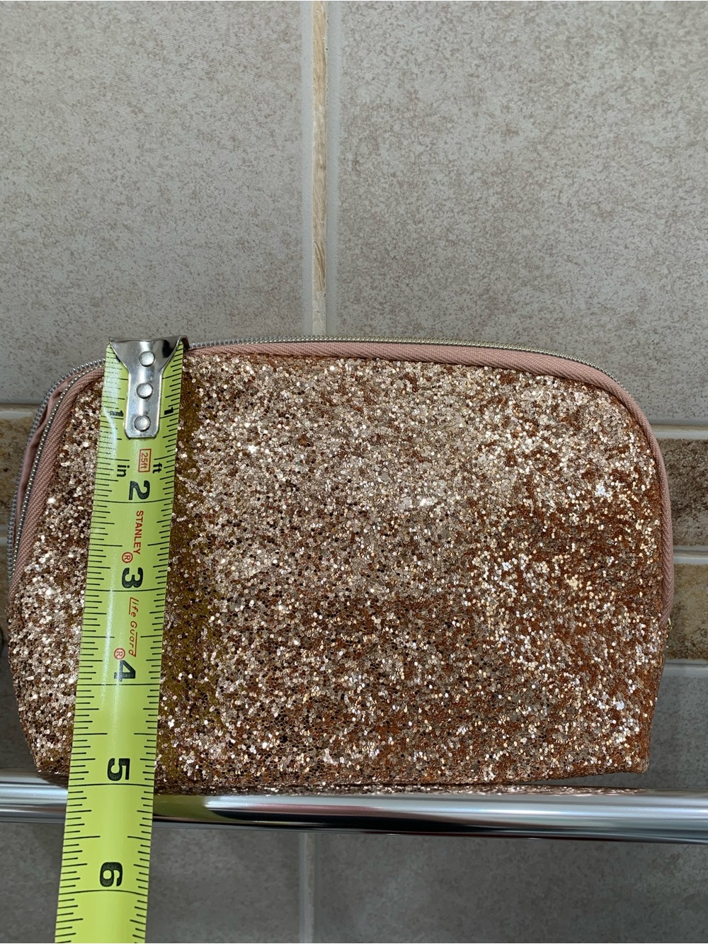 Lancome Rose Gold Glitter Cosmetic Pouch - Picture 5 of 7